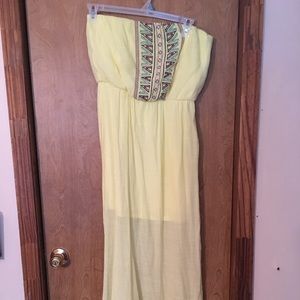 Maxi Dress Yellow XL Sun Dress Halter